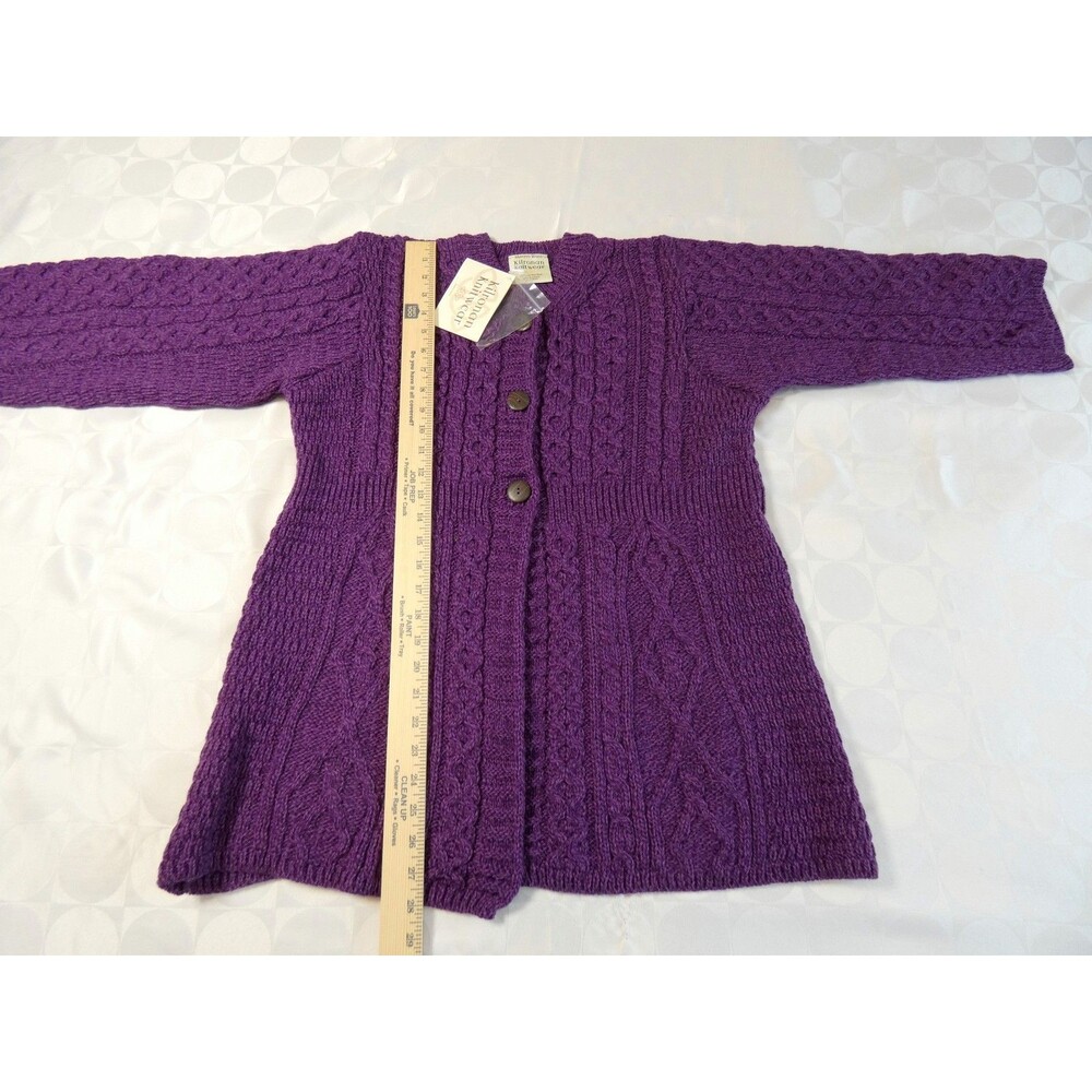 Kilronan Knitwear Women's Cardigan Royal Purple Merio Wool Sweater L NWT - Picture 5 of 11